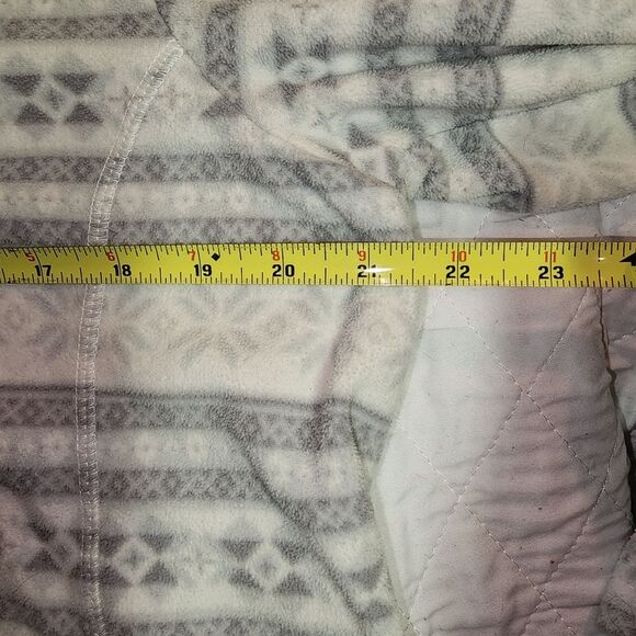 Lands end womens pullover fair isle white grey full zip fleece size large winter - Picture 8 of 9